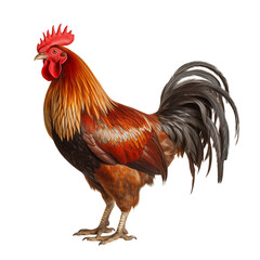 Fototapeta premium rooster in full-length profile on a white isolated background.