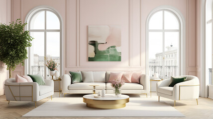 Fototapeta na wymiar Modern classic interior. Art Home. Generative AI