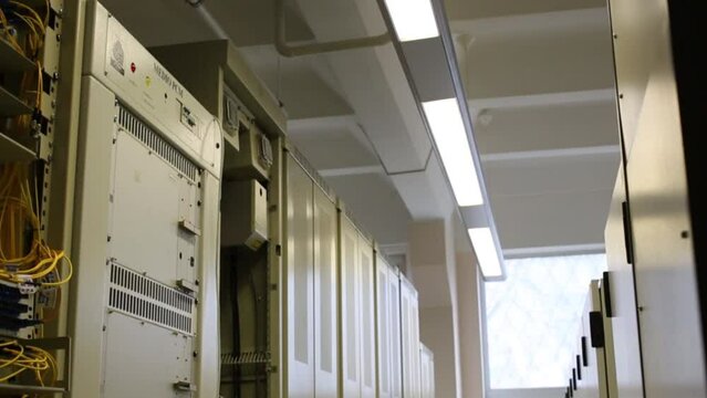 Opened storage at communications room in Moscow city telephone network.