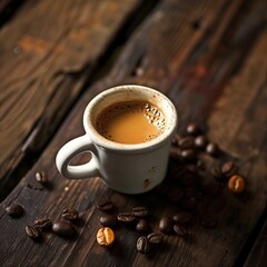 Fototapeta na wymiar Coffee cup with raw coffee beans