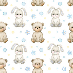 Seamless pattern with cute animals.