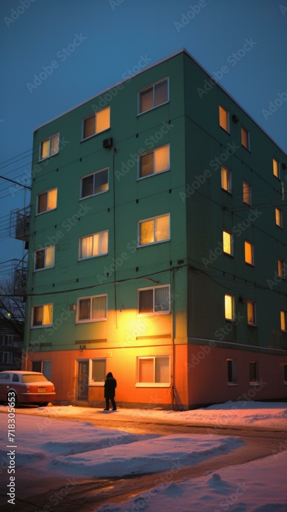 Aufkleber a building with windows. generative ai.