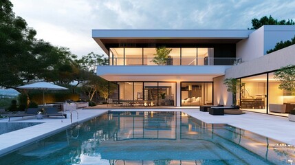 Fototapeta na wymiar Contemporary house with pool