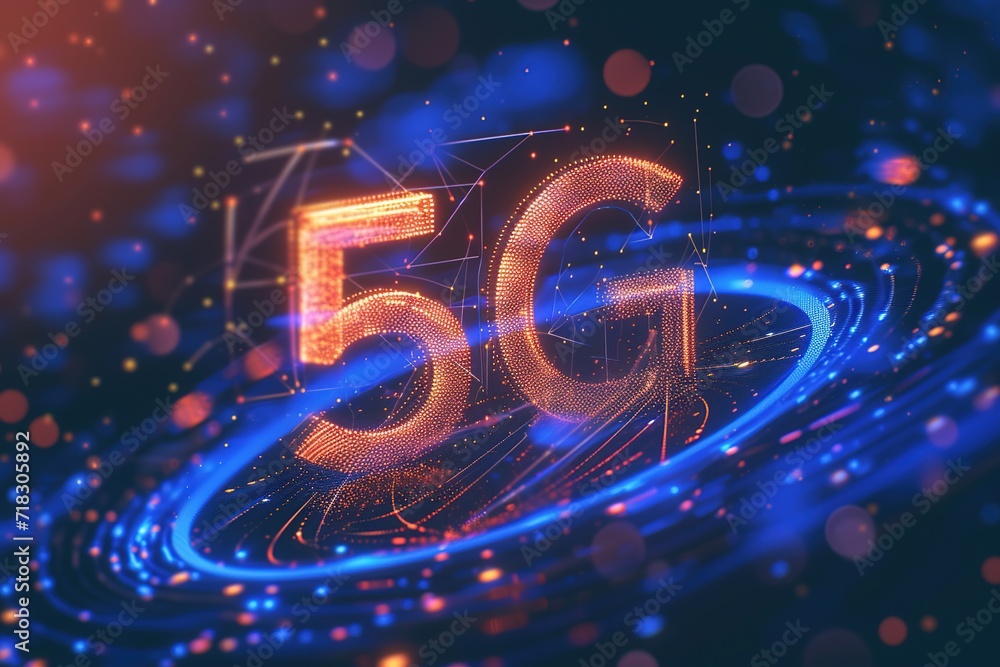 Poster 5g internet concept, frequency spectrum, background network, communication connection speed on a mod