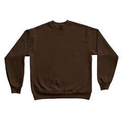 Fototapeta premium Blank Long Sleeve Sweatshirt Color Brown Front View Template Mockup on Transparent Background