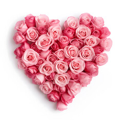 Heart Shaped Arrangement of Pink Roses - Lovely Symbol of Affection. AI.