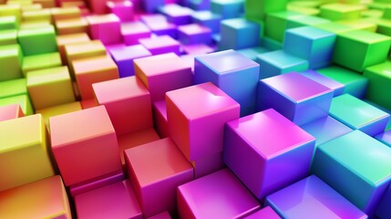 Rainbow of Colorful Blocks Abstract Background

