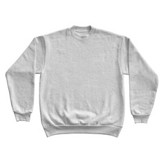 Blank Long Sleeve Sweatshirt Heather Grey Front View Template Mockup on Transparent Background