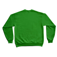 Blank Long Sleeve Sweatshirt Color Kelly Green Backt View Template Mockup on Transparent Background