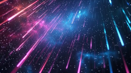 Raining Colorful Neon Light Comet Meteor Phenomenon

