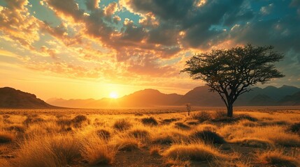 Dramatic sunrise in the Namibian desert