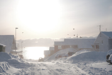 Winter Snow Storm in the Arctic City, Nuuk - Greenland © Kevin