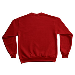 Blank Long Sleeve Sweatshirt Color Red Back View Template Mockup on Transparent Background