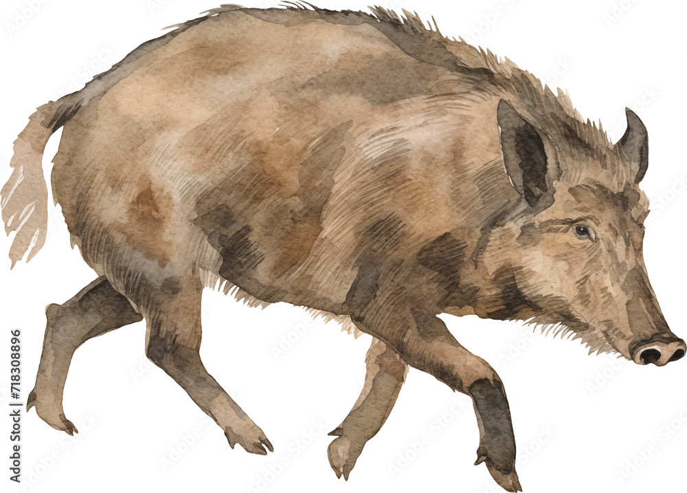 Poster boar watercolor created with generative ai technology
