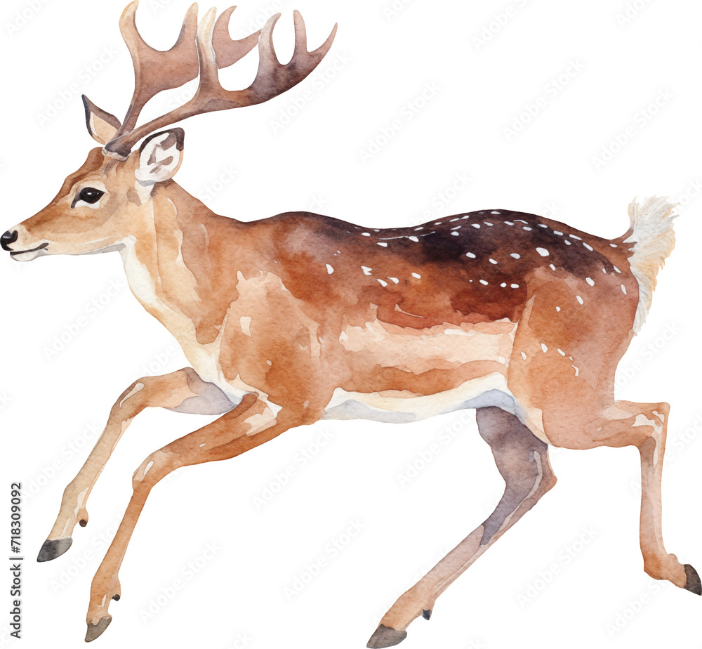 Aufkleber Deer watercolor created with Generative AI technology