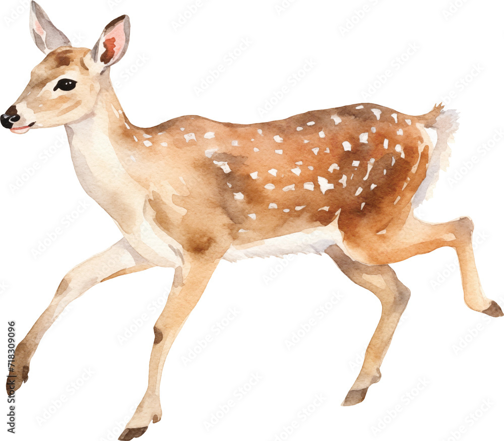 Poster deer watercolor created with generative ai technology