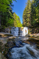 Fototapeta na wymiar Waterfall Mumlava near Harachov, Giant Mountains (Krkonose), Eastern Bohemia, Czech Republic