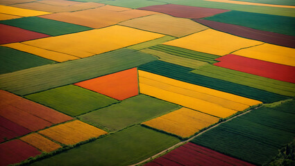 Lotniczy widok na patchworkowe pola