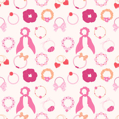 Cute hair bands seamless pattern