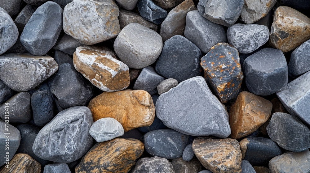 Poster pile of stone pebbles as a background texture pattern