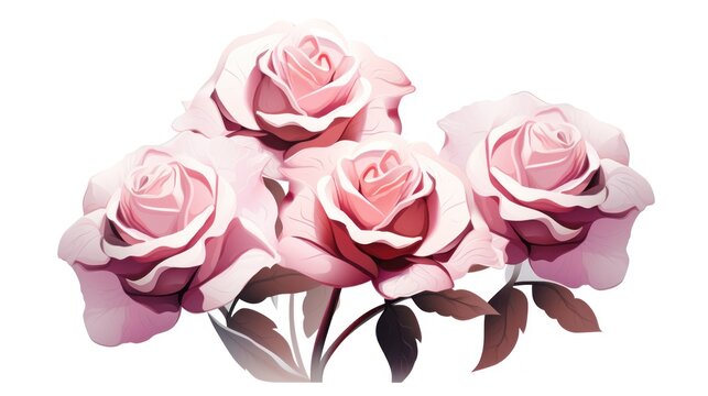  a bunch of pink roses in a vase on a white background with a clipping path to the top of the picture.