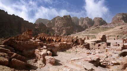 The Great Temple of Petra is a large monumental complex located in Petra, Jordan. The temple is...