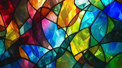 Stained Glass Window Background with Colorful Design

