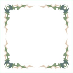 Green ornamental frame with dragons stylized. Dragon wings frame, fantasy green corners. Fairy tail decoration, book decoration.