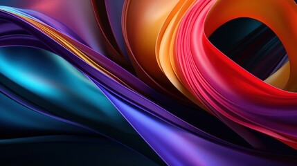  a close up of a multicolored wallpaper with a curved design in the center of the image and a black background.