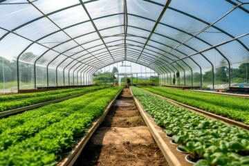 Modern, industrial greenhouse for growing vegetables and herbs. Argoproduction - obrazy, fototapety, plakaty