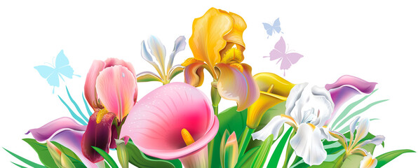 Banner from tropical flowers