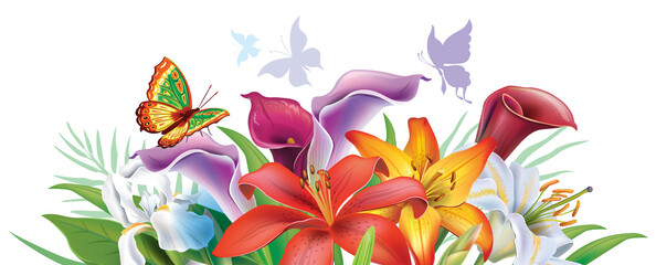 Banner from tropical flowers
