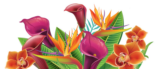 Banner from tropical flowers