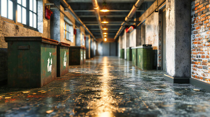 Industrial Interior, Underground Parking Lot, Dark and Empty Urban Space, Concrete Architecture and Design