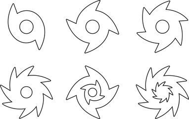 Creative vector of hurricane scale indication icon symbol set isolated on transparent background. Art design vortex, typhoon, tornado funnel, wind storm. Abstract concept graphic element collections.