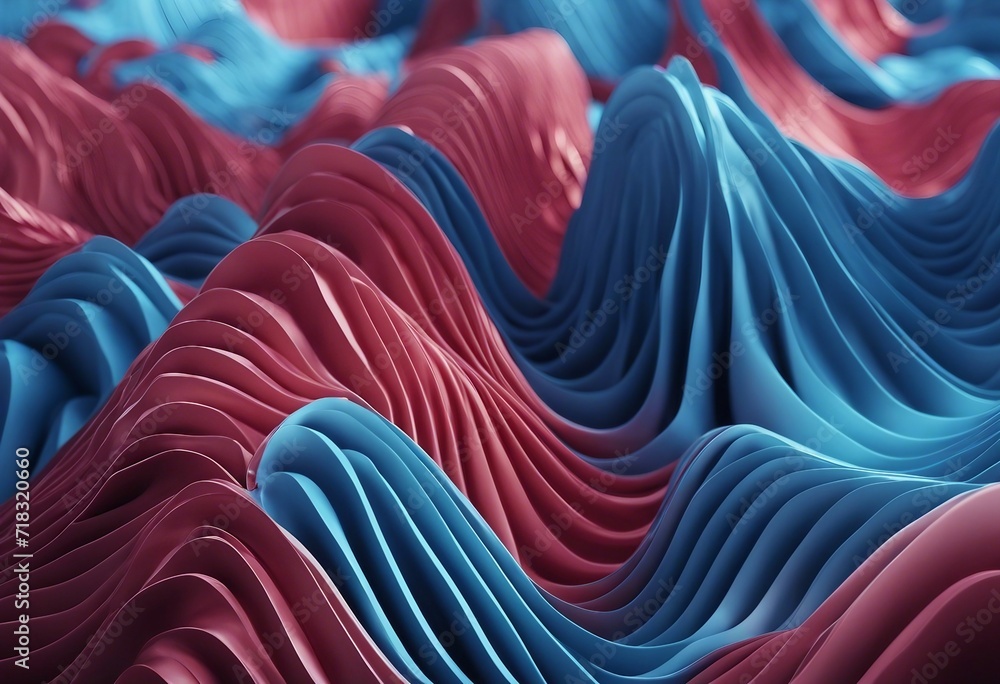 Poster abstract wallpaper created from red and blue 3d undulating lines colorful waves