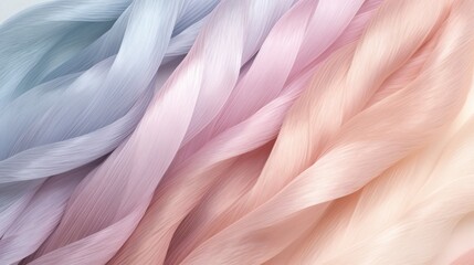  a close up of a multicolored background with long strands of hair in different shades of pink, blue, pink, and white.