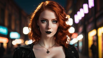 Fototapeta premium Woman portrait in arcade room.