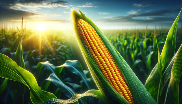 Eco-friendly corn harvest on wood, tailored for healthy food promotion and agriculture advertising in a natural, farm-fresh context