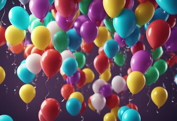 Colorful balloons rising into the in the air Seamless loop 3D render