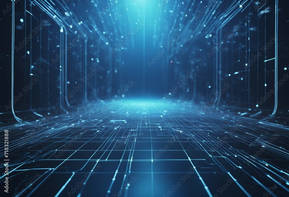 Aufkleber futuristic high tech blue background with network lines conveying a data connectivity concept