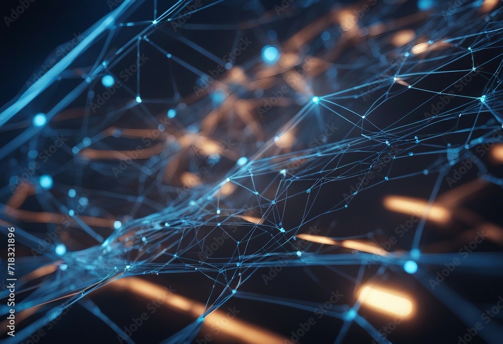 Poster futuristic high tech blue background with network lines conveying a connectivity concept 3d render