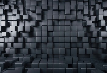 Futuristic High Tech dark background with an offset square block structure Wall texture box
