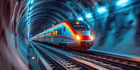 Fototapeta premium high speed rail with motion blur