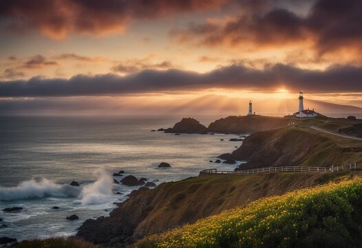 Lighthouse Pigeon Point in Northern California HDR image (1)