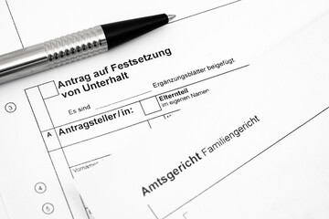 Antrag auf Unterhalt