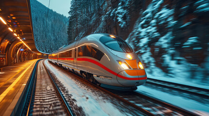high speed rail with motion blur