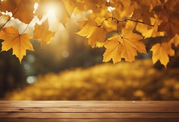 Naklejka na ściany i meble Mid Yellow Seasonal Wallpaper with Falling Autumn Leaves Natural Banner with copy-space (3)