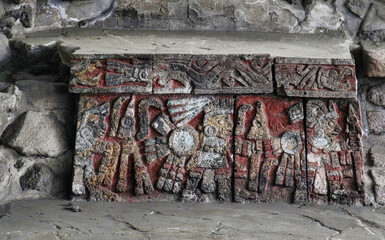 Mexico City (Mexico) The ruins of the Aztec house of the eagles near the Templo Mayor, the main temple of Tenochtitlan, capital of the Aztec empire.