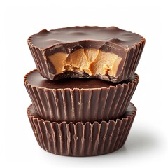 Peanut butter cups isolated on white 